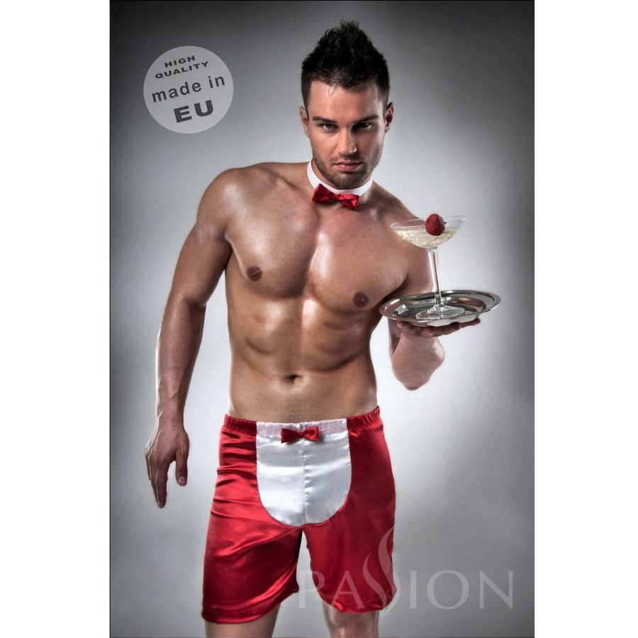 WAITER OUTFIT S RED/ WHITE  BY PASSION MEN LINGERIE L/XL