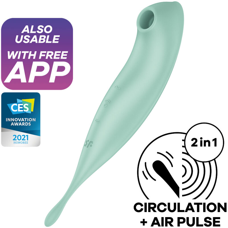 SATISFYER - TWIRLING PRO+ ESTIMULADOR DE PULSO DE AR E APLICATIVO VIBRADOR VERDE