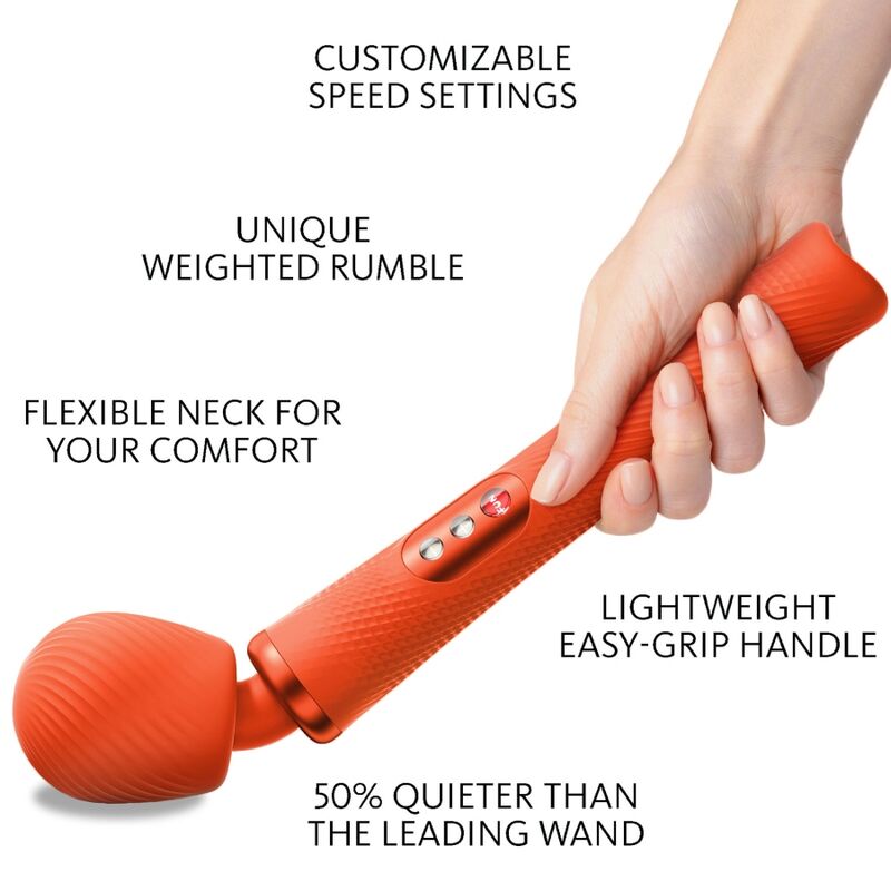 FUN FACTORY - VIM SILICONE RECARREGVEL VIBRANTE PESO RUMBLE WAND SUNRISE ORANGE