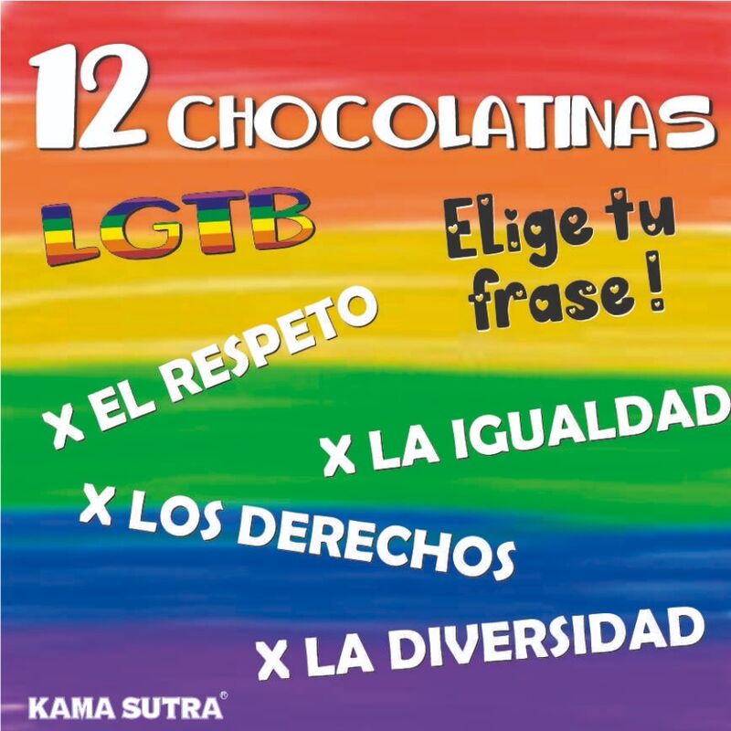 PRIDE - CAIXA DE 12 BARRAS DE CHOCOLATE COM BANDEIRA LGBT