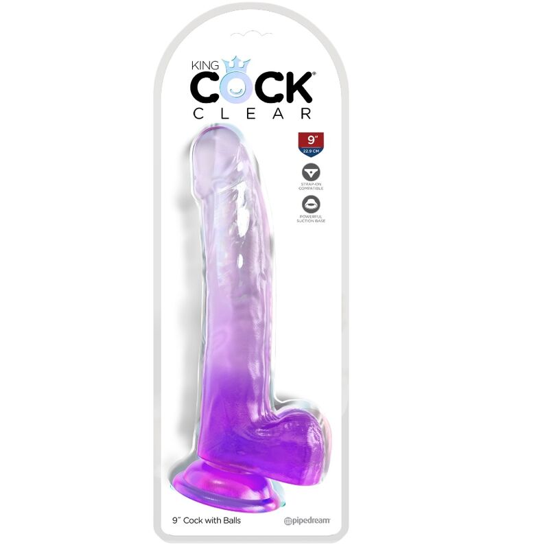 KING COCK - CLEAR DILDO COM TESTÍCULOS 20.3 CM ROXO