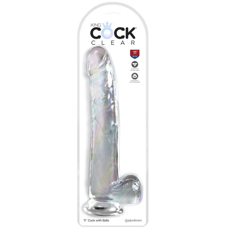 KING COCK - CLEAR DILDO COM TESTÍCULOS 24.8 CM TRANSPARENTE