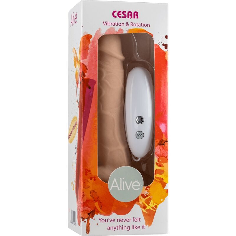 ALIVE - VIBRADOR E ROTADOR DE PÊNIS REALÍSTICO CESAR 17,5 CM