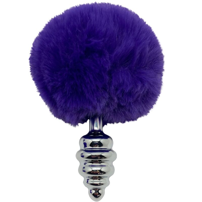 ALIVE - PLUG DE PRAZER ANAL ESPIRAL METAL FLUFFY DARK VIOLETA TAMANHO M