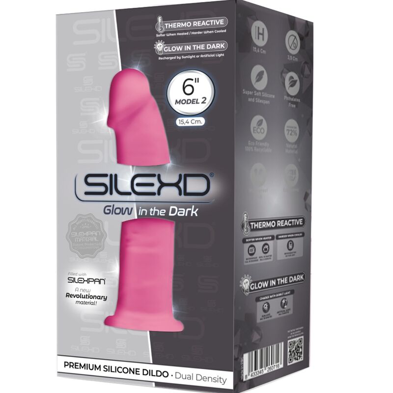 SILEXD - MODELO 2 PÊNIS REALISTA PREMIUM SILEXPAN SILICONE FLUORESCENTE ROSA 15 CM