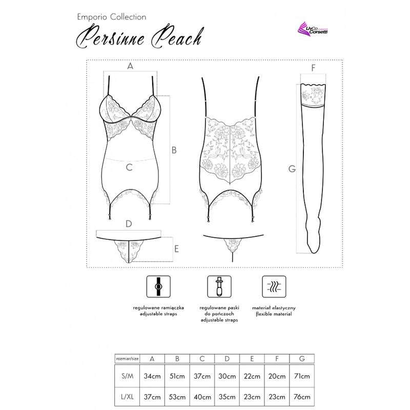 LIVCO CORSETTI FASHION – PERSINNE BRZOSKWINIOWY ZESTAW GORSET + FIGI + PONCZOCHY