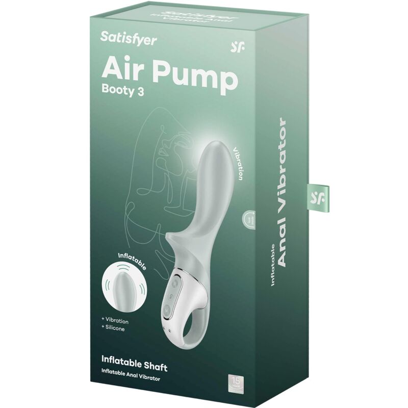 SATISFYER – AIR PUMP BOOTY 3 DMUJACY WIBRATOR ANALNY SZAROZIELONY