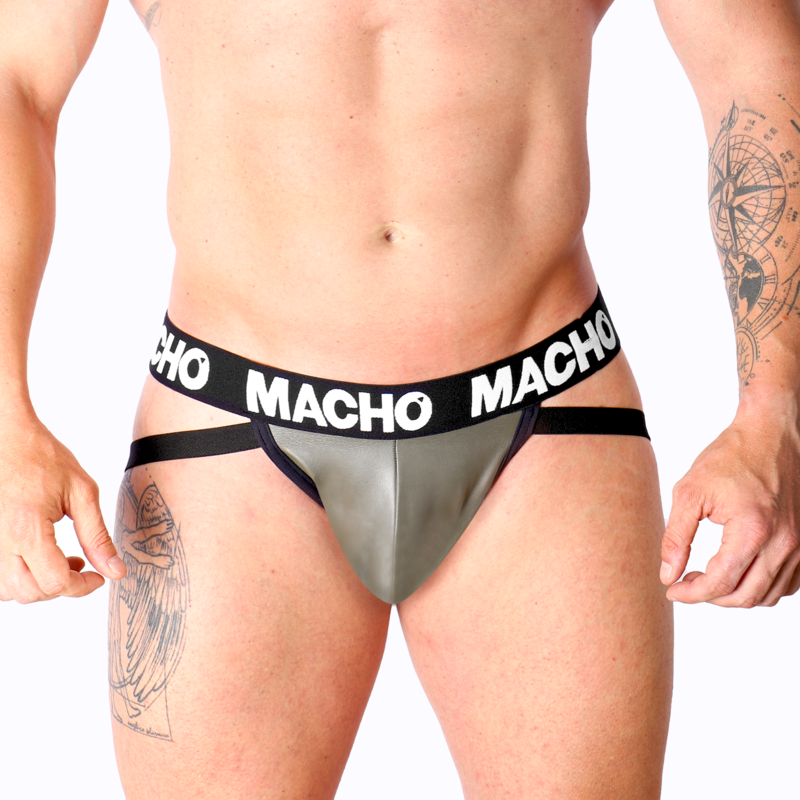 MACHO - MX27GR JOCK COURO CINZA BEGE L