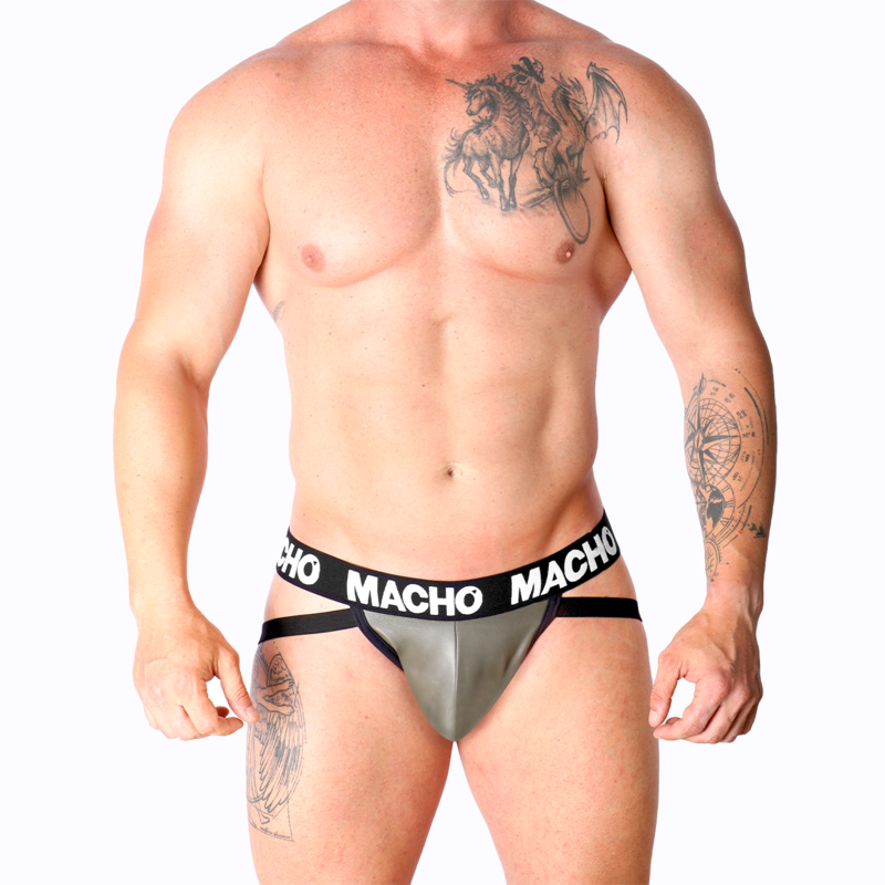 MACHO - MX27GR JOCK COURO CINZA BEGE L