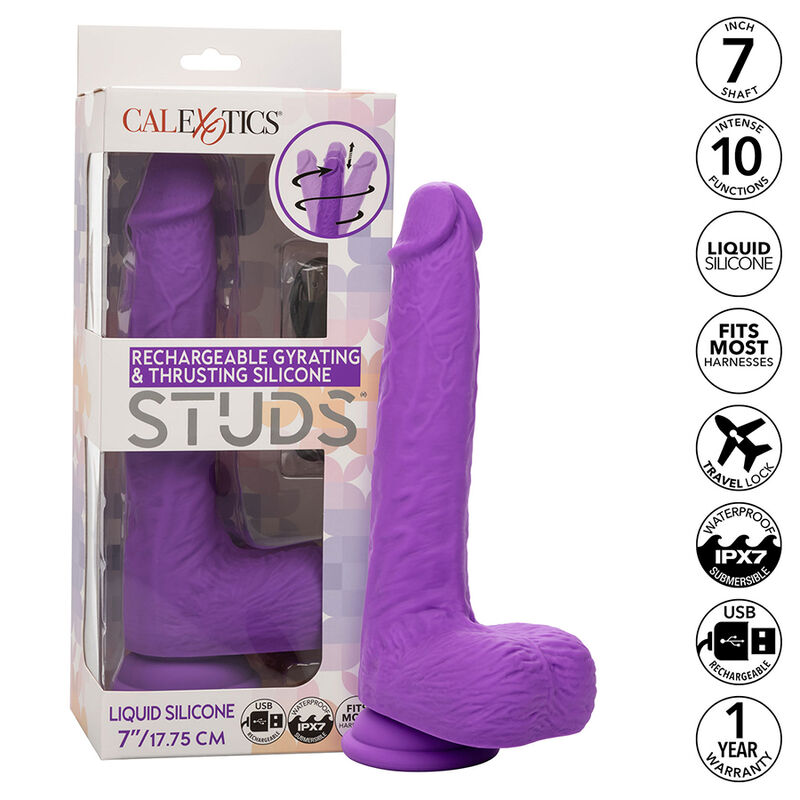 CALEXOTICS - STUDS VIBRADOR ROTATIVO E RECARREGÁVEL 10 VIBRAÇÕES ROXO