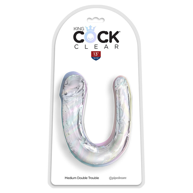 KING COCK - DOUBLE TROUBLE DILDO DUPLO 33 CM TRANSPARENTE