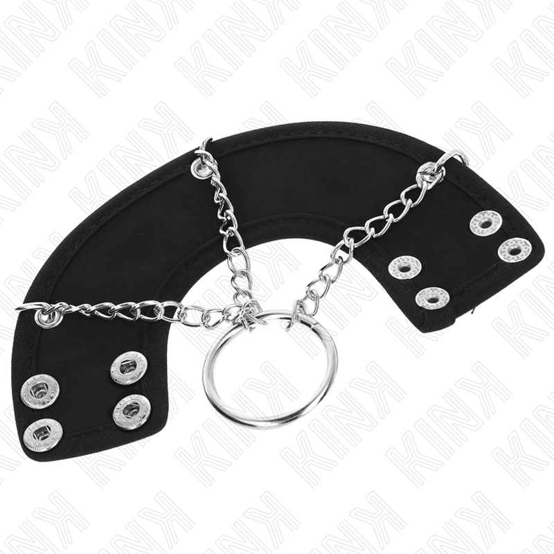 KINK – PENIS RING 4 CM LANCUSZEK 7 CM METALOWY Z PASKIEM SKÓRZANYM