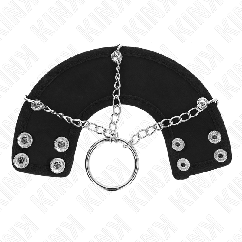 KINK – PENIS RING 4 CM LANCUSZEK 7 CM METALOWY Z PASKIEM SKÓRZANYM