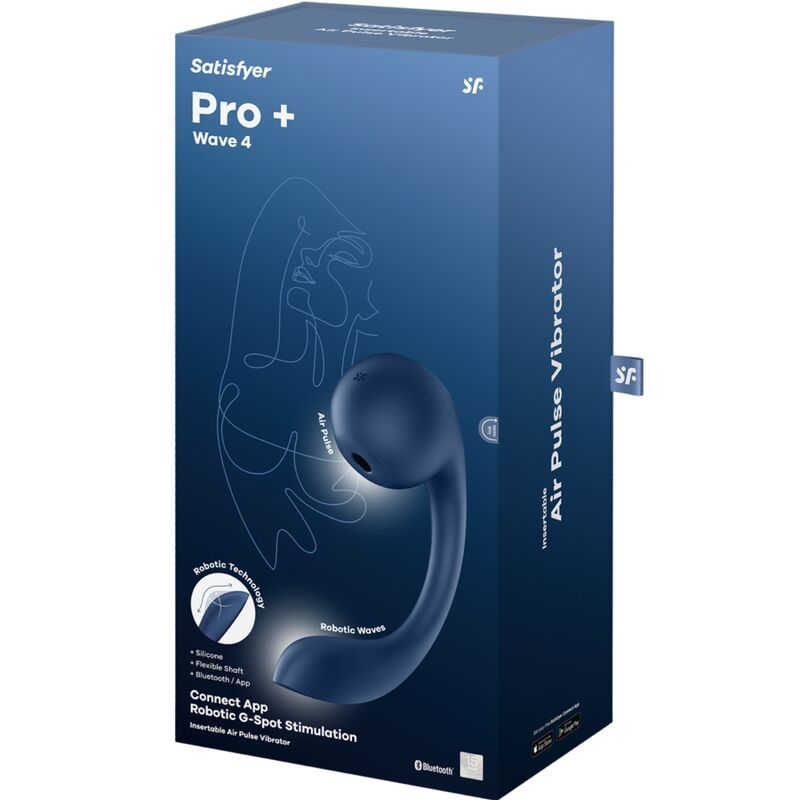 SATISFYER – PRO+ WAVE 4 STYMULATOR PUNKTU G I PULSU POWIETRZA BEZPŁATNA APLIKACJA CIEMNONIEBIESKI