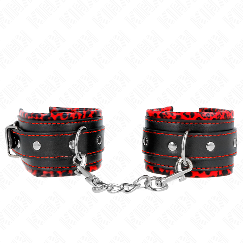 KINK - PULSO FORRO DE PELE VERMELHO / PRETO AJUSTÁVEL 17-29 CM X 6 CM