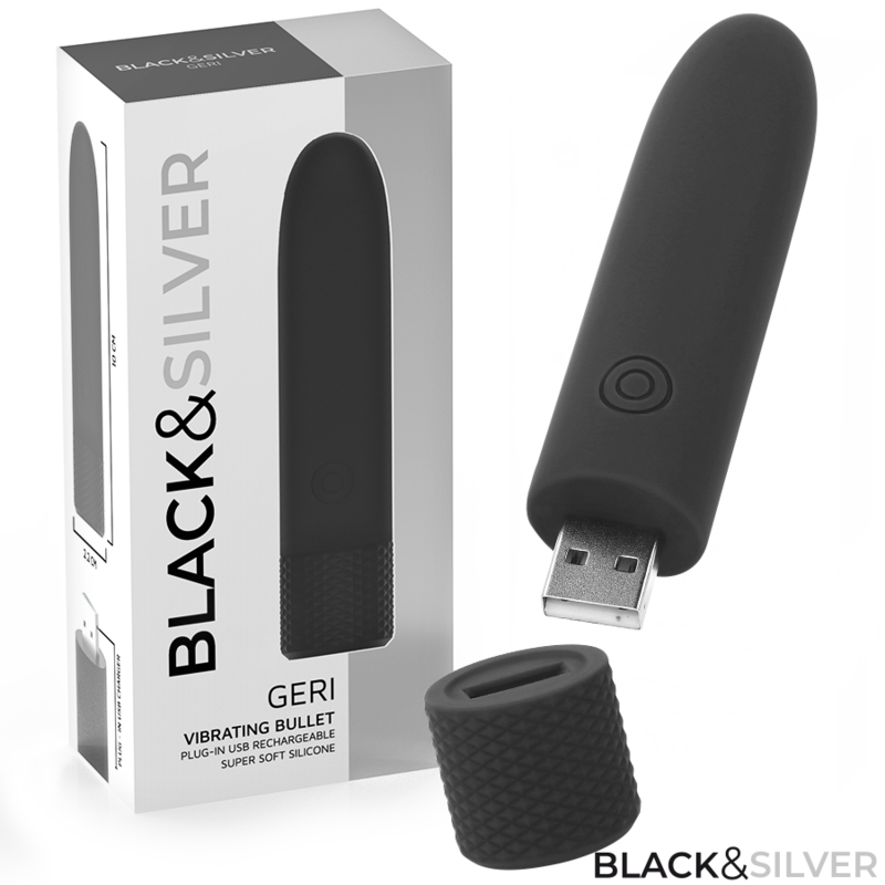 BLACK & SILVER – GERI USB WIBRACYJNY KULA ŁADOWALNY 8 WIBRACJI CZARNY 10 X 2,2 CM