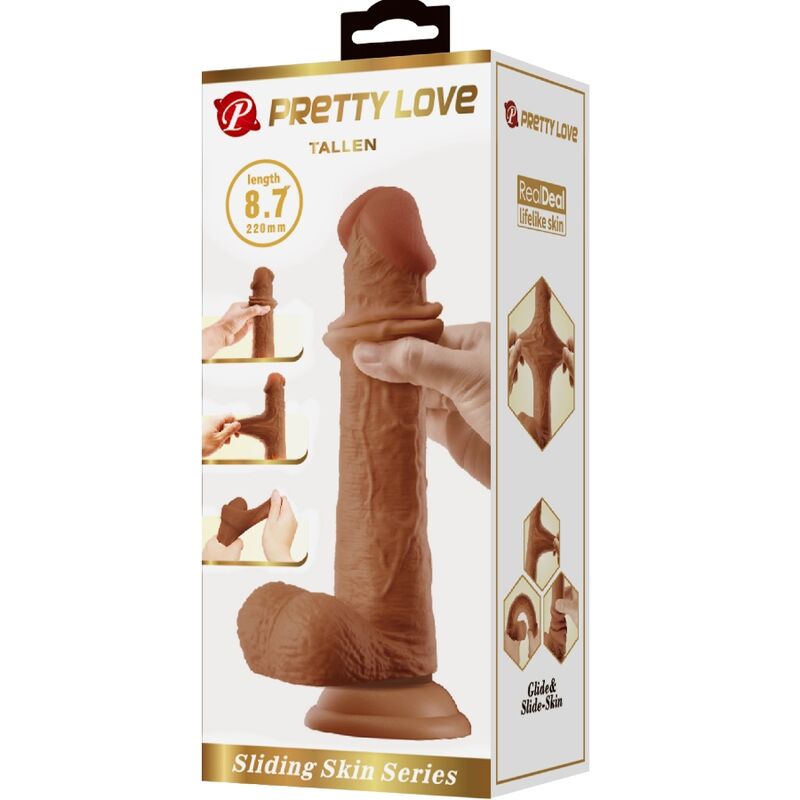 PRETTY LOVE – WYSOKI REALISTYCZNY DILDO 22 CM BRĄZOWY