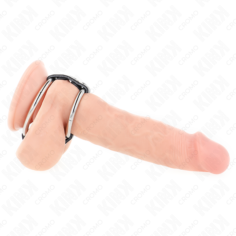 KINK – PODWÓJNY PENIS METALOWY 3,8 CM NA 5 CM POLACZONY SKÓRA