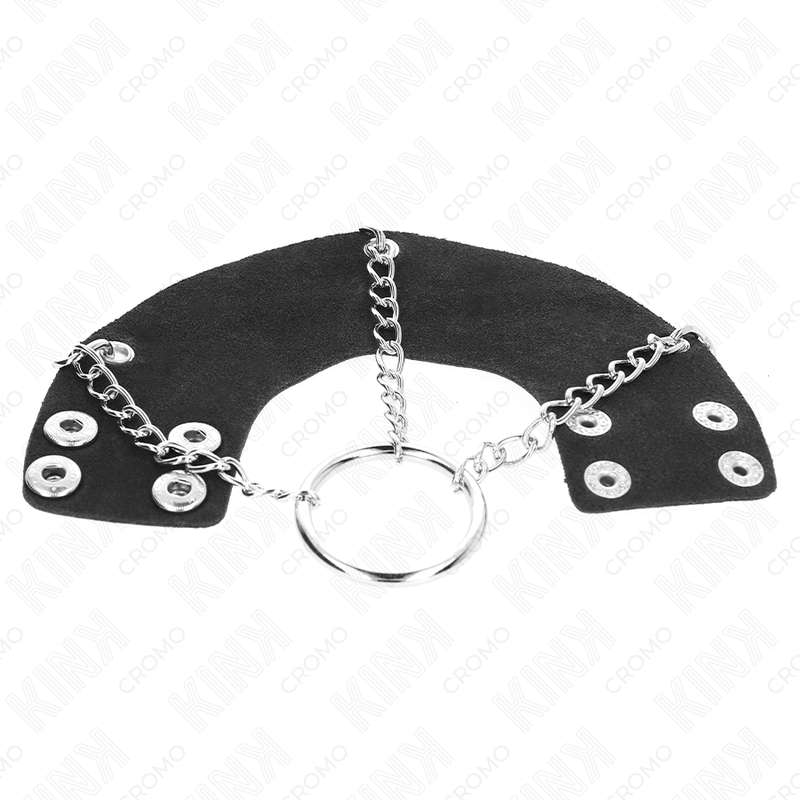 KINK – PENIS RING 4 CM LANCUSZEK 7 CM METALOWY Z PASKIEM SKÓRZANYM