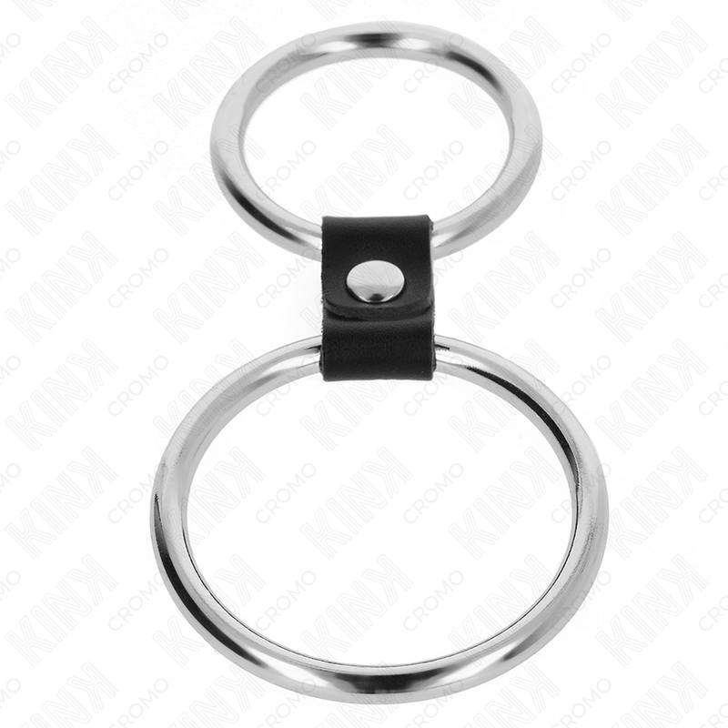 KINK – PODWÓJNY METALOWY PENIS RING 3,7 CM NA 5 CM LACZONY PASKIEM SKÓRZANYM MODEL 1