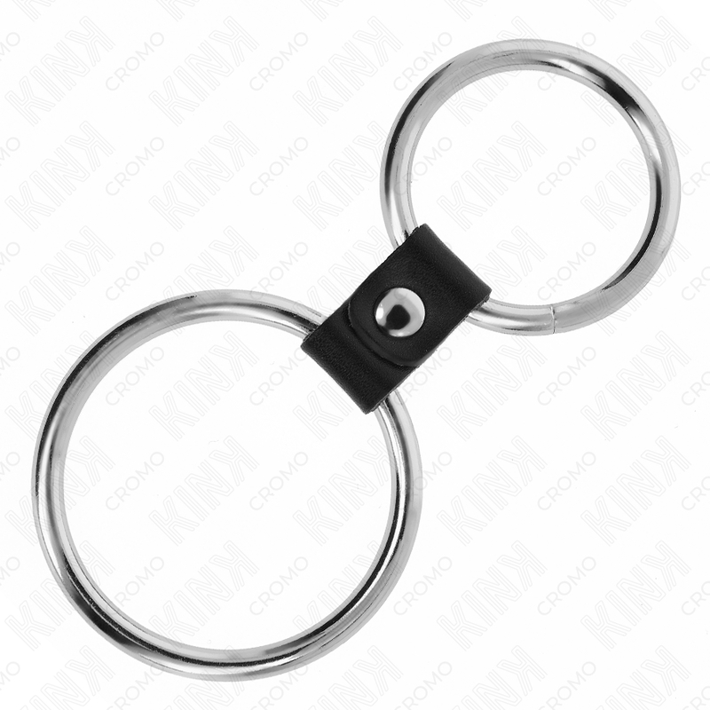 KINK – PODWÓJNY METALOWY PENIS RING 3,7 CM NA 5 CM LACZONY PASKIEM SKÓRZANYM MODEL 1