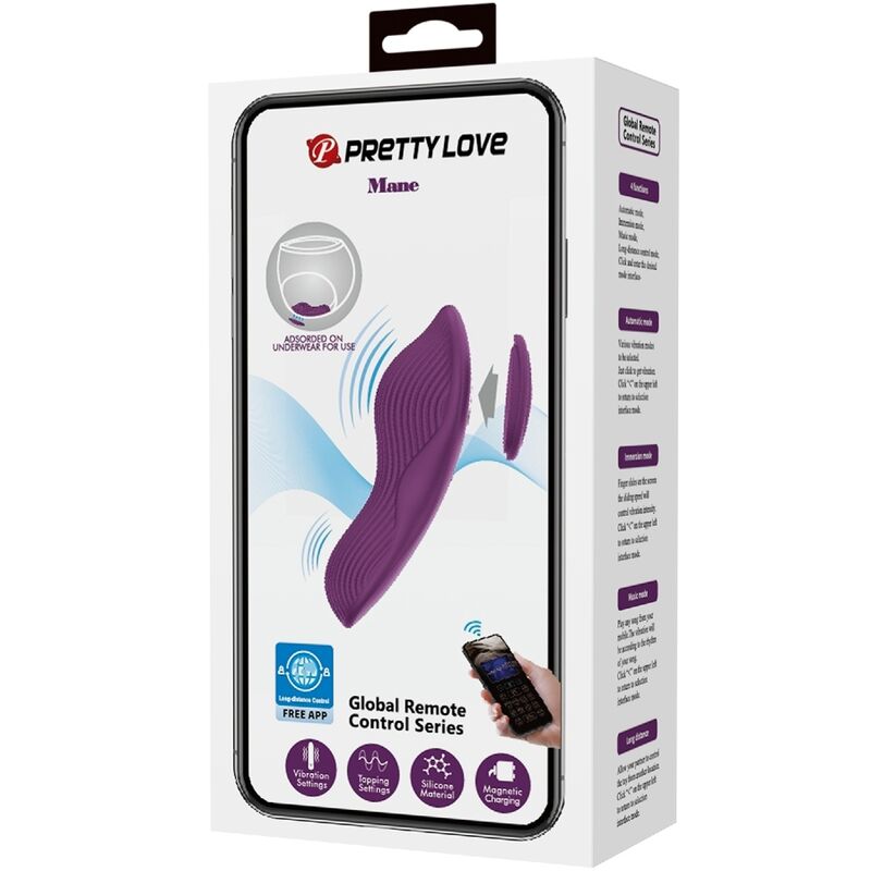 PRETTY LOVE – MANE LAY ON CLITORIS MASSAGER 10 WIBRACJI PILOT FIOLETOWY