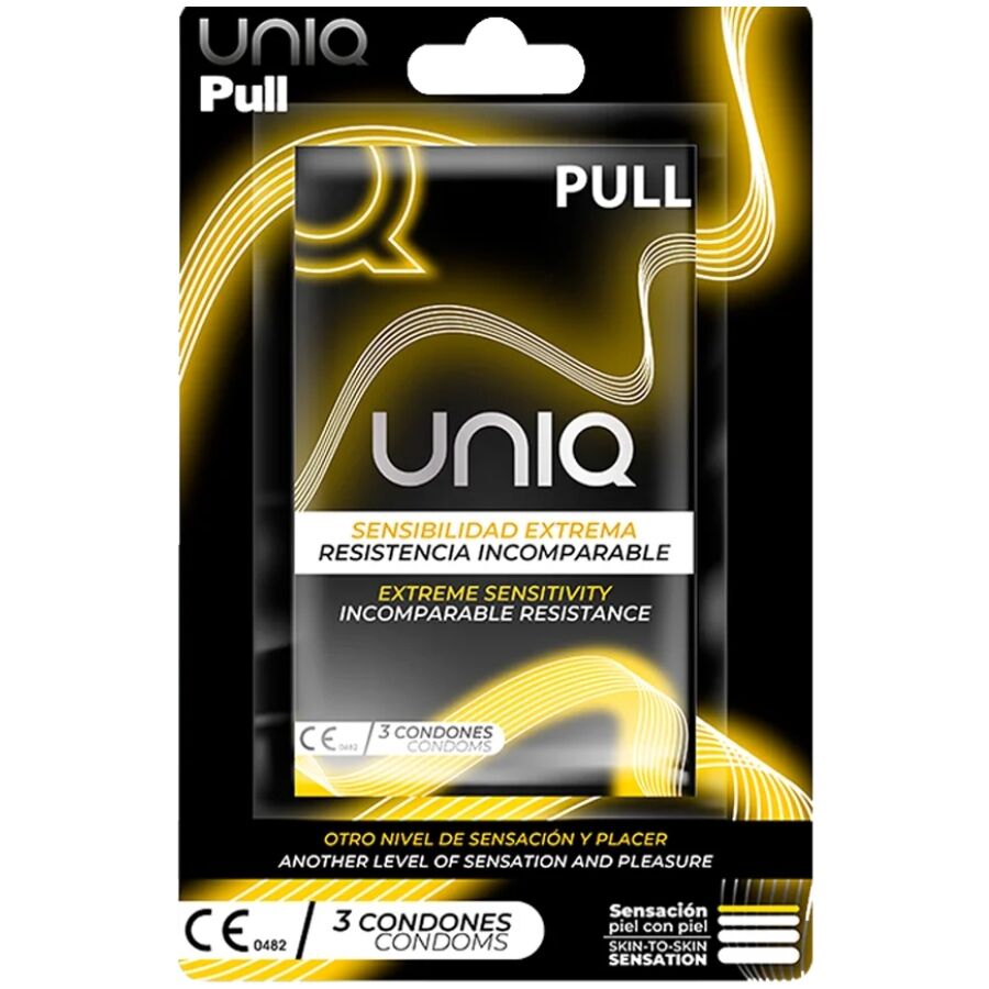 UNIQ – PREZERWATYWY BEZLATEKSOWE Z PASKAMI PULL 3 SZT