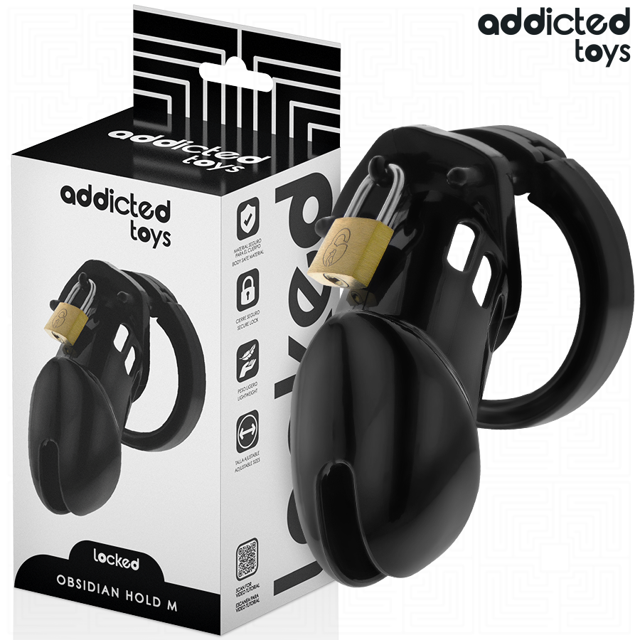 ADDICTED TOYS LOCKED – GAIOLA DE PÊNIS DE OBSIDIANA TAMANHO M