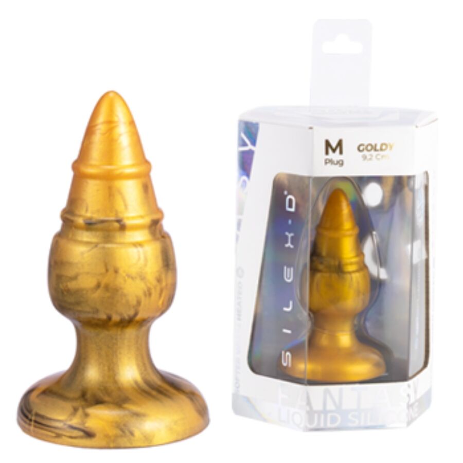 SILEXD - GOLDY ANAL PLUG FANTASY LIQUID SILICONE THERMOREACTIVE GOLDEN 9.2 CM 2