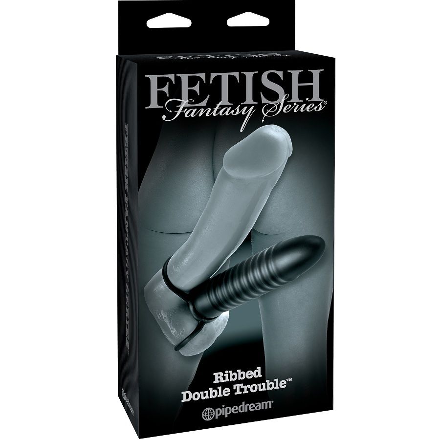 PD4459-23 FETISH FANTASY RIBBED DOUBLE TROUBLE STRAP-ON SENZA IMBRACATURA