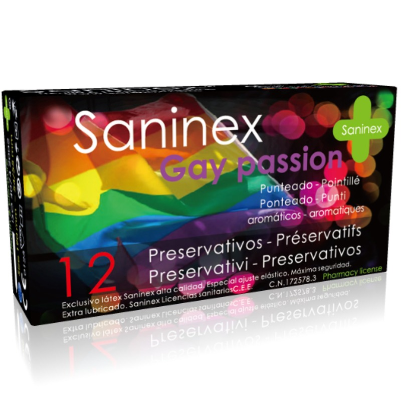 SANINEX CONDOMS GAY PASSION DOTTED 12 UNITS
