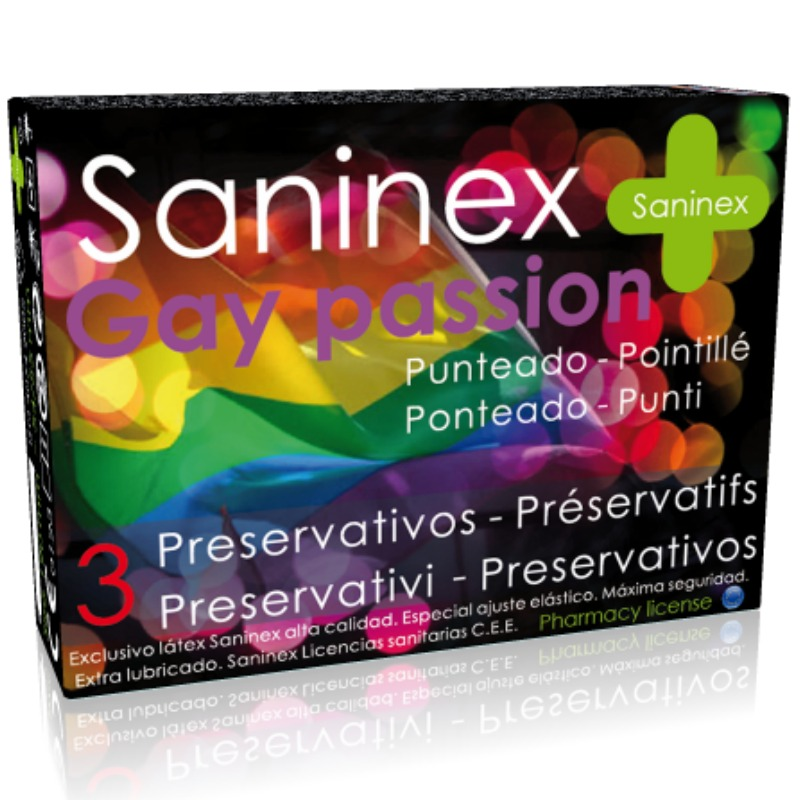 SANINEX CONDOMS GAY PASSION DOTTED 3 UNITS