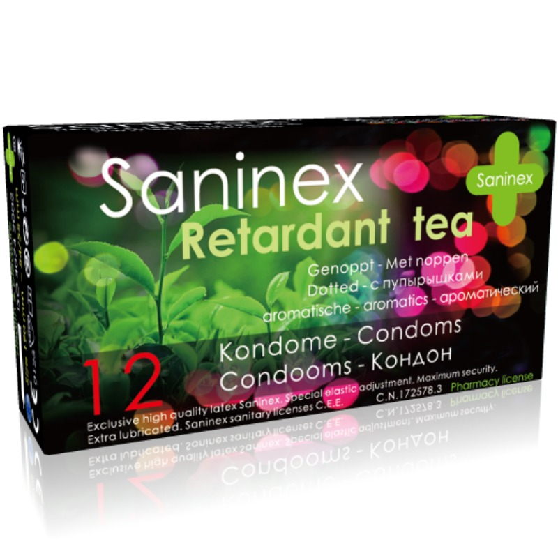 SANINEX CONDOMS RETARDANT TEA CONDOMS 12  UNITS