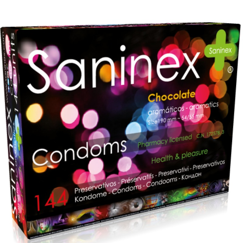 SANINEX CONDOMS CHOCOLATE PRESERVATIVES 144 UNITS