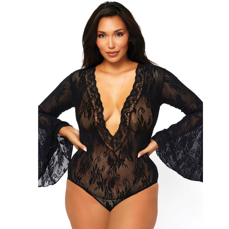 LEG AVENUE BELL SLEEVED BODYSUIT PLUS SIZE